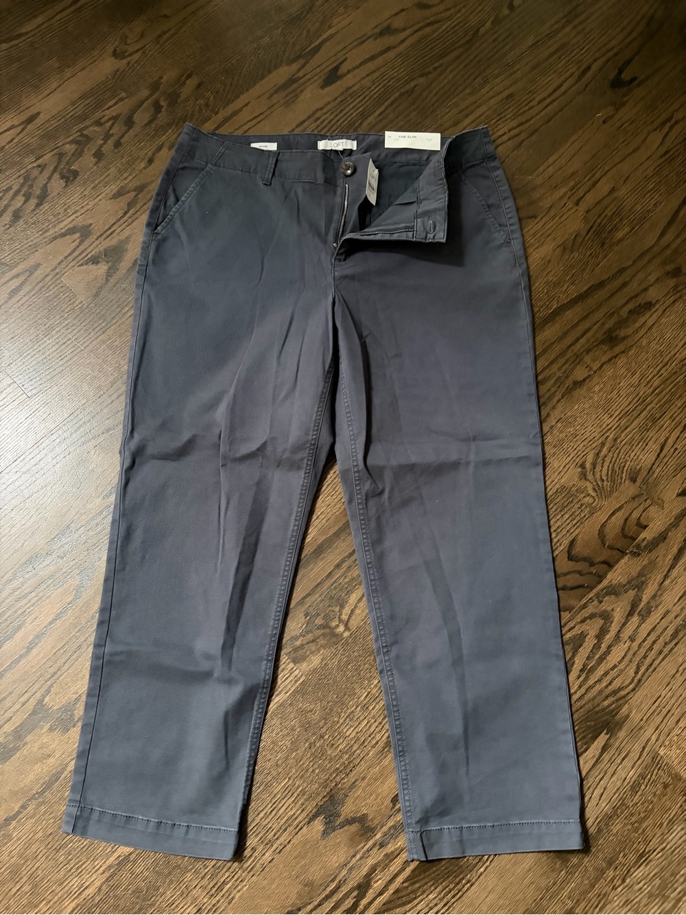 LOFT Women's Navy Blue Chinos - Straight Leg size 14 NWT front pockets